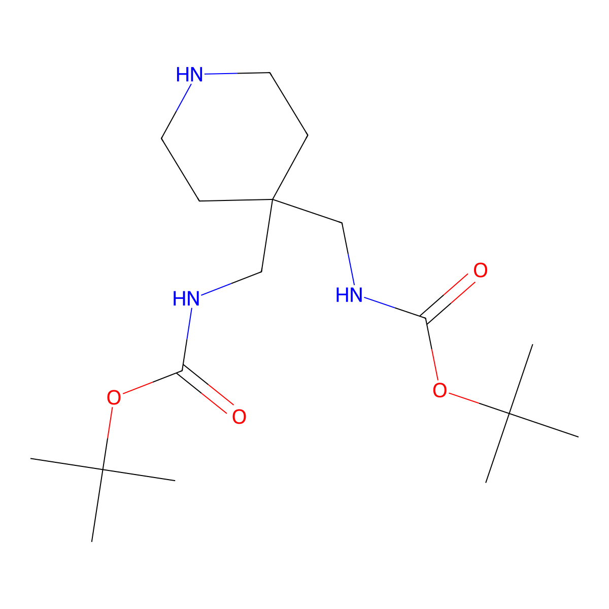 tert-Butyl N-{[4-({[(tert-butoxy)carbonyl]amino}methyl)piperidin-4-yl]methyl}carbamate molecular structure, CAS 1638767-54-0