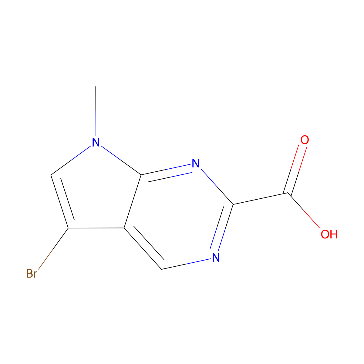 5-Bromo-7-methyl-7H-pyrrolo[2,3-d]pyrimidine-2-carboxylic acid molecular structure, CAS 1638767-55-1