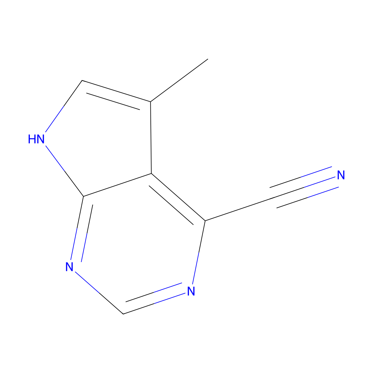 5-Methyl-7H-pyrrolo[2,3-d]pyrimidine-4-carbonitrile molecular structure, CAS 1638767-62-0