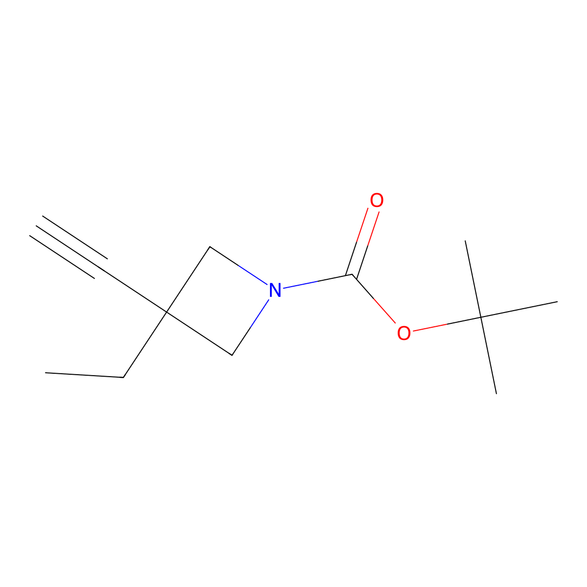 1-Azetidinecarboxylic acid, 3-ethyl-3-ethynyl-, 1,1-dimethylethyl ester molecular structure, CAS 1638767-63-1