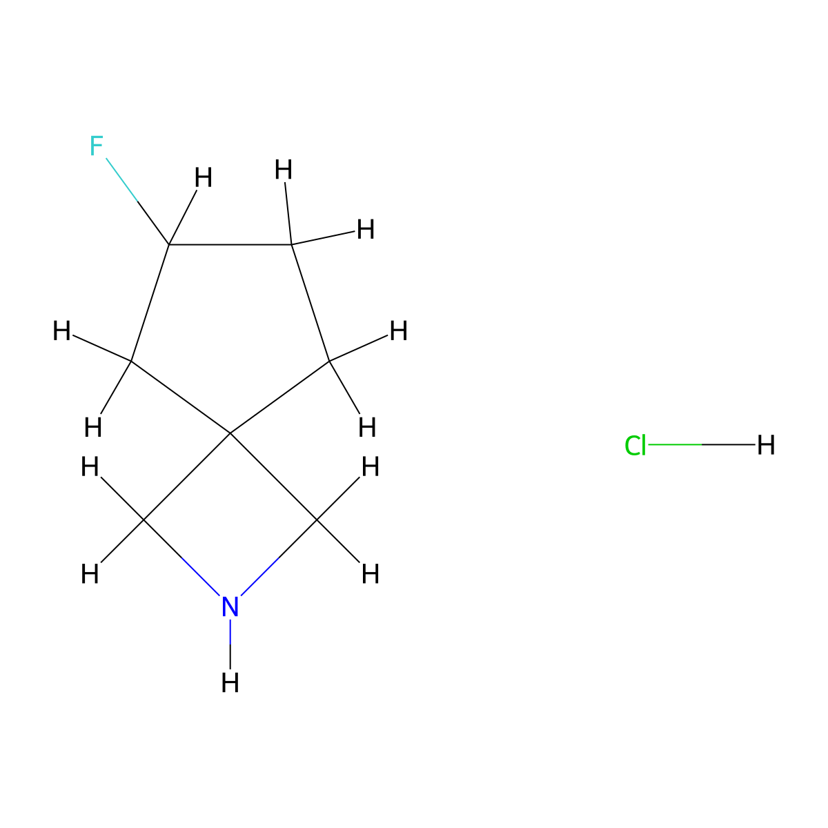6-Fluoro-2-azaspiro[3.4]octane hydrochloride molecular structure, CAS 1638767-64-2