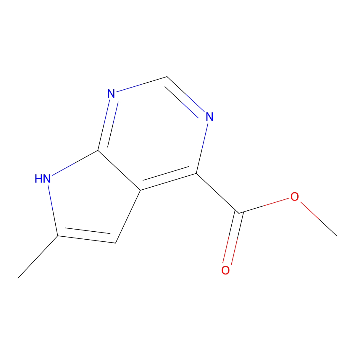 Methyl 6-methyl-7H-pyrrolo[2,3-d]pyrimidine-4-carboxylate molecular structure, CAS 1638767-69-7