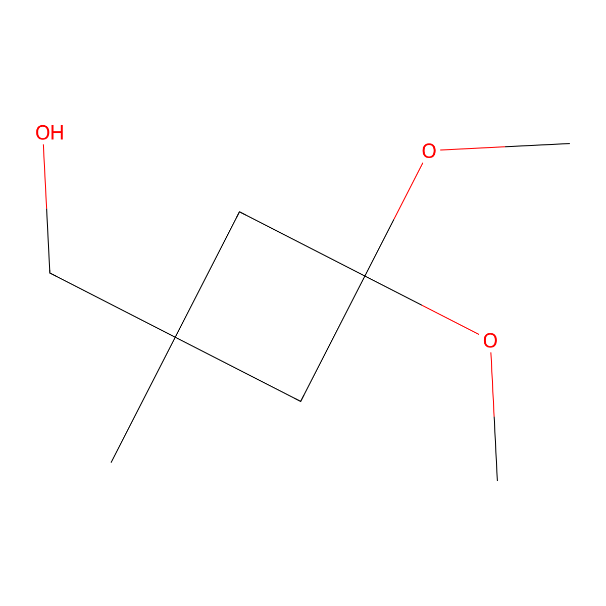 (3,3-Dimethoxy-1-methylcyclobutyl)methanol molecular structure, CAS 1638767-72-2