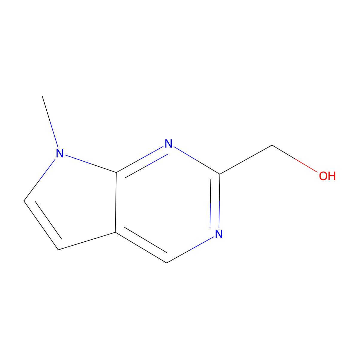 {7-methyl-7H-pyrrolo[2,3-d]pyrimidin-2-yl}methanol molecular structure, CAS 1638767-77-7
