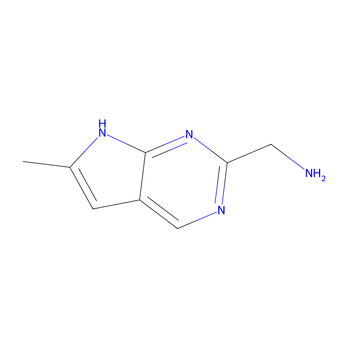 (6-Methyl-7H-pyrrolo[2,3-d]pyrimidin-2-yl)methanamine molecular structure, CAS 1638767-78-8