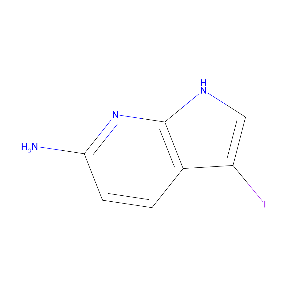 3-iodo-1H-pyrrolo[2,3-b]pyridin-6-amine molecular structure, CAS 1638767-84-6