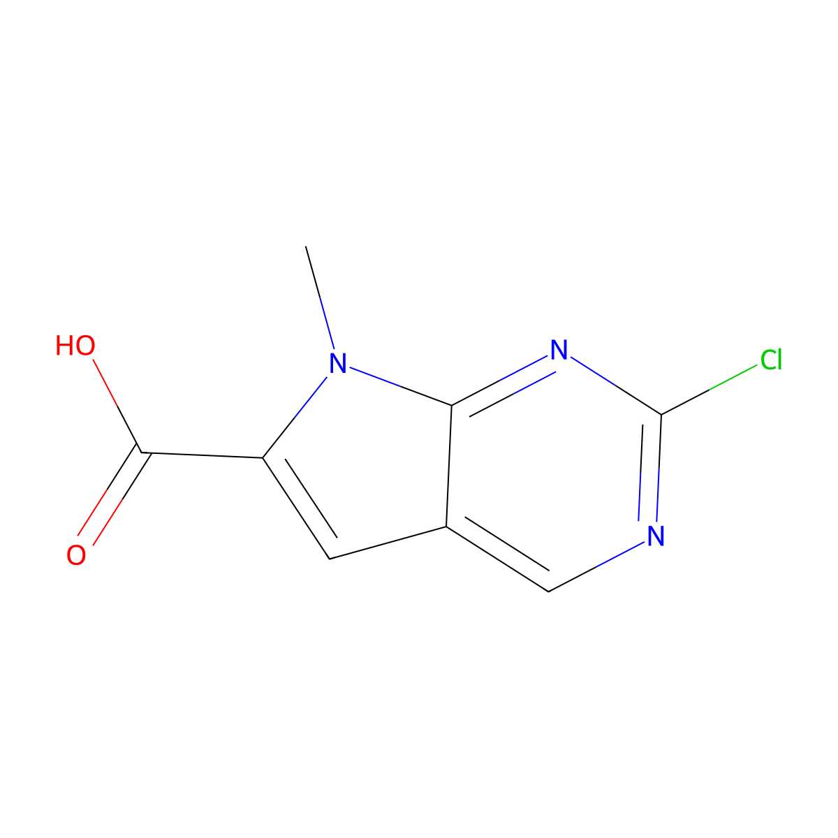 2-Chloro-7-methyl-7H-pyrrolo[2,3-d]pyrimidine-6-carboxylic acid molecular structure, CAS 1638767-99-3