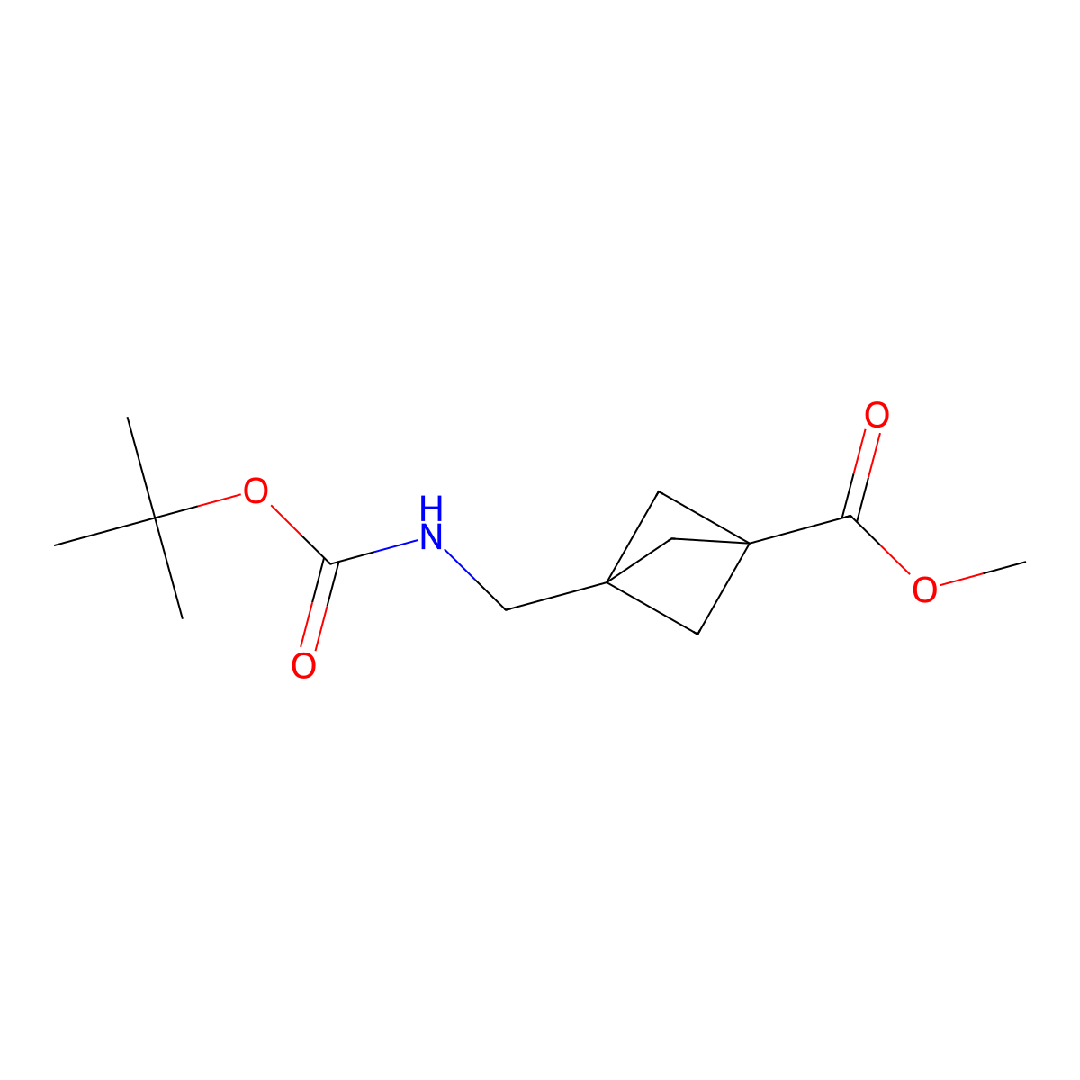 Methyl 3-(((tert-butoxycarbonyl)amino)methyl)bicyclo[1.1.1]pentane-1-carboxylate molecular structure, CAS 1638768-01-0