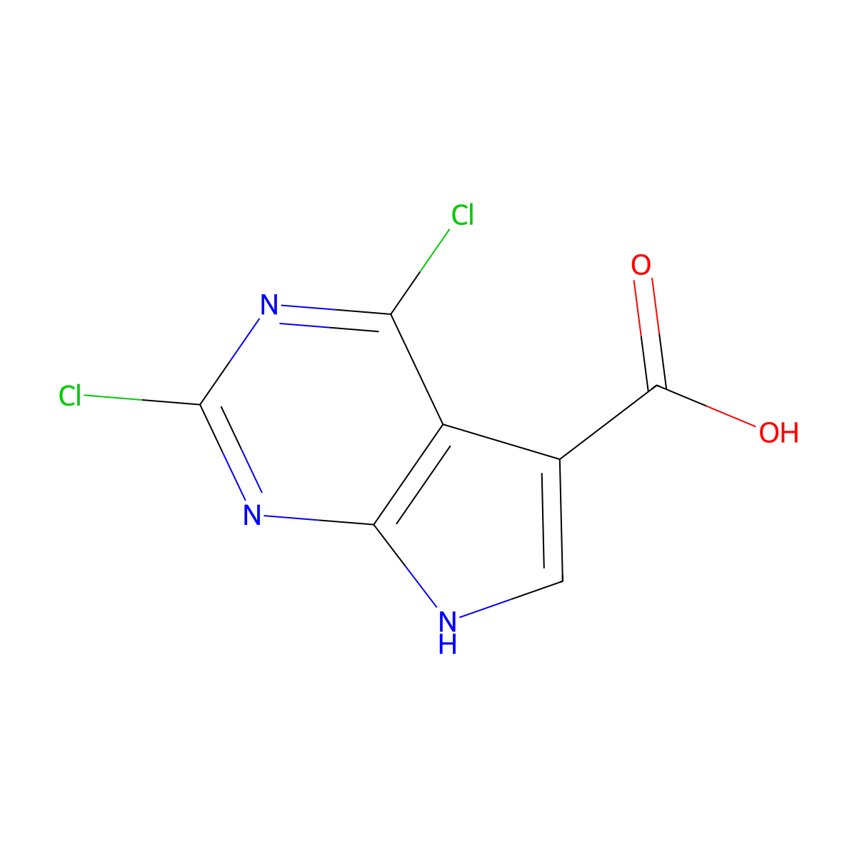 2,4-Dichloro-7H-pyrrolo[2,3-d]pyrimidine-5-carboxylic acid molecular structure, CAS 1638768-02-1
