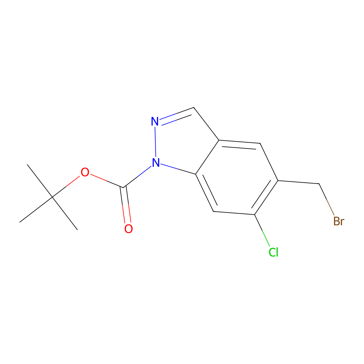 tert-butyl 5-(bromomethyl)-6-chloro-1H-indazole-1-carboxylate molecular structure, CAS 1638768-03-2