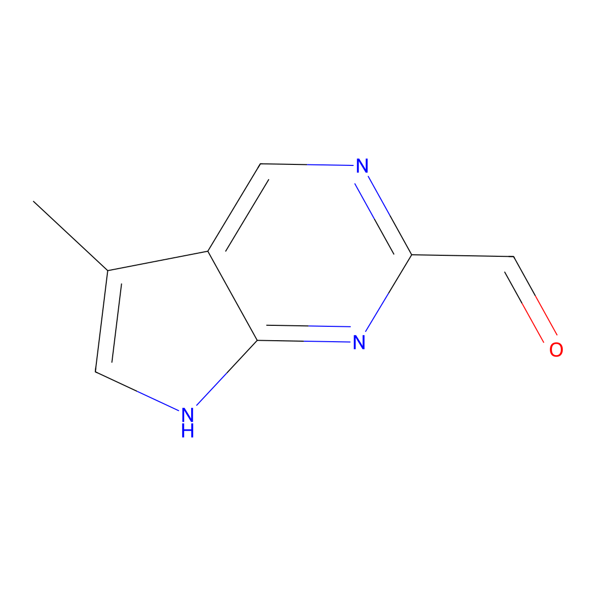 5-Methyl-7H-pyrrolo[2,3-d]pyrimidine-2-carbaldehyde molecular structure, CAS 1638768-05-4