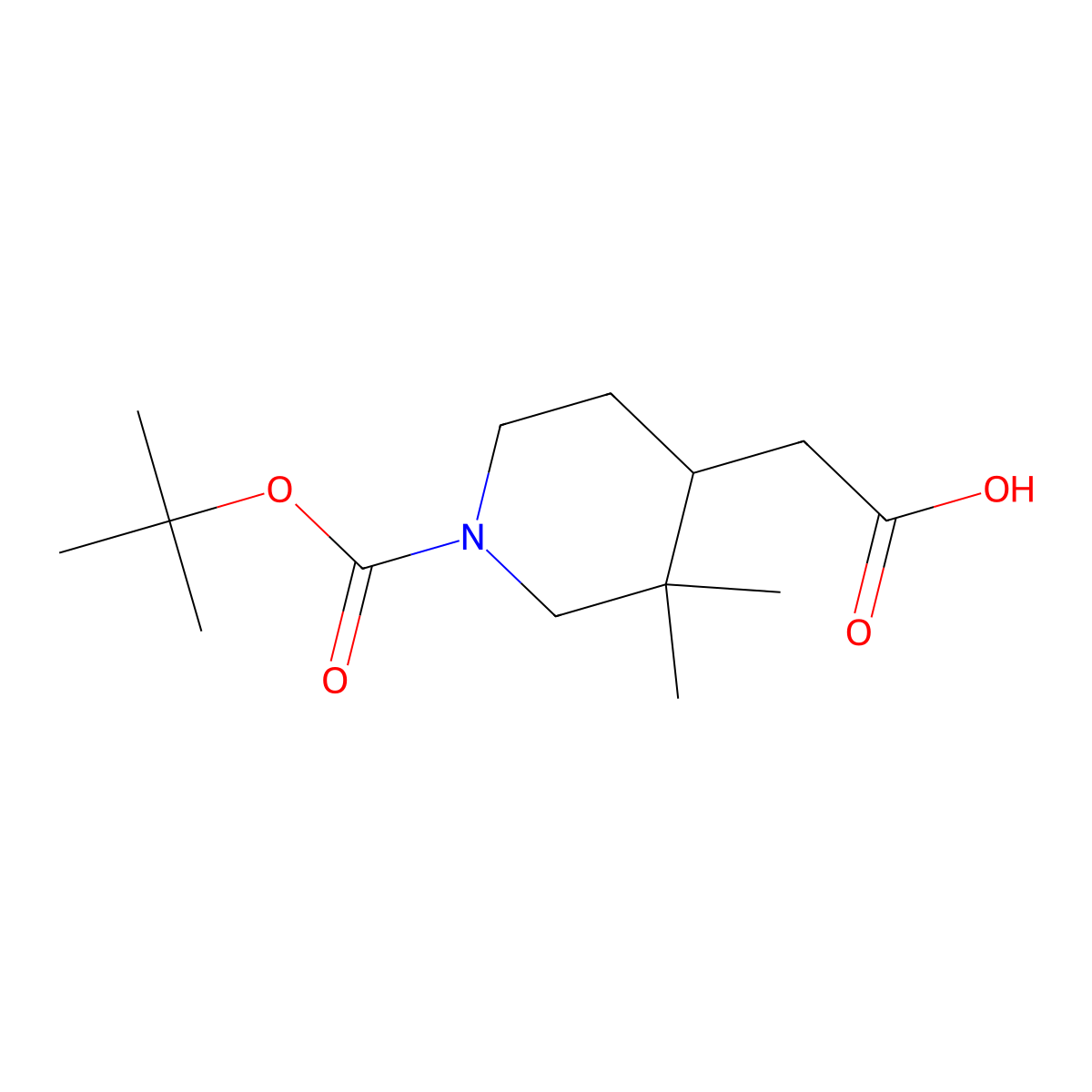 2-(1-((Tert-butoxy)carbonyl)-3,3-dimethylpiperidin-4-yl)acetic acid molecular structure, CAS 1638768-07-6
