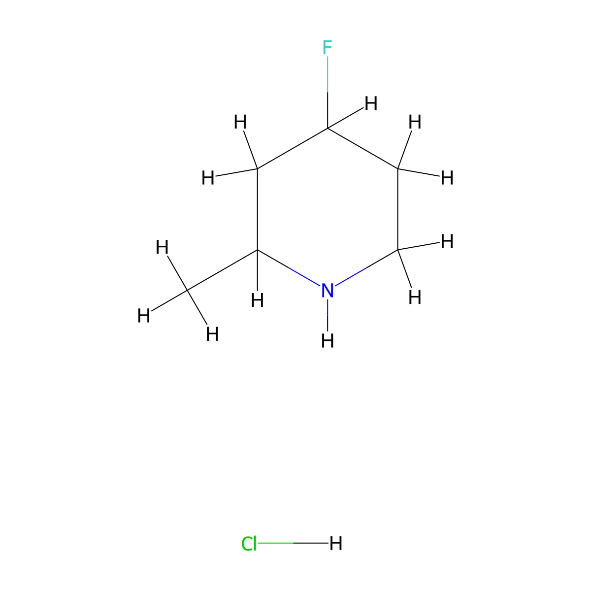 4-Fluoro-2-methylpiperidine hydrochloride molecular structure, CAS 1638768-09-8