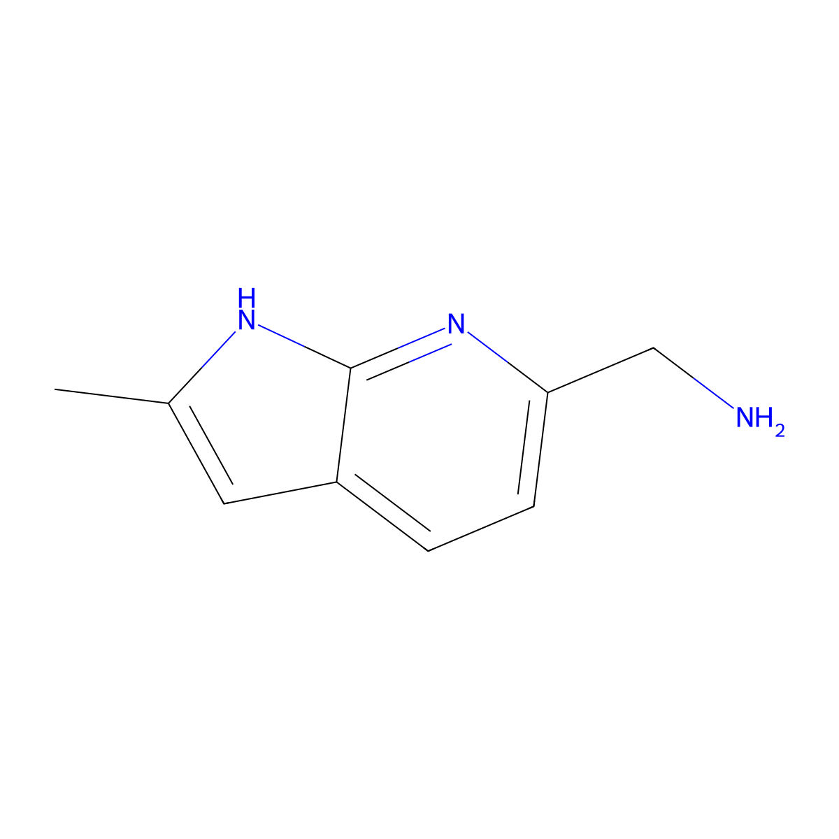 {2-methyl-1H-pyrrolo[2,3-b]pyridin-6-yl}methanamine molecular structure, CAS 1638768-12-3