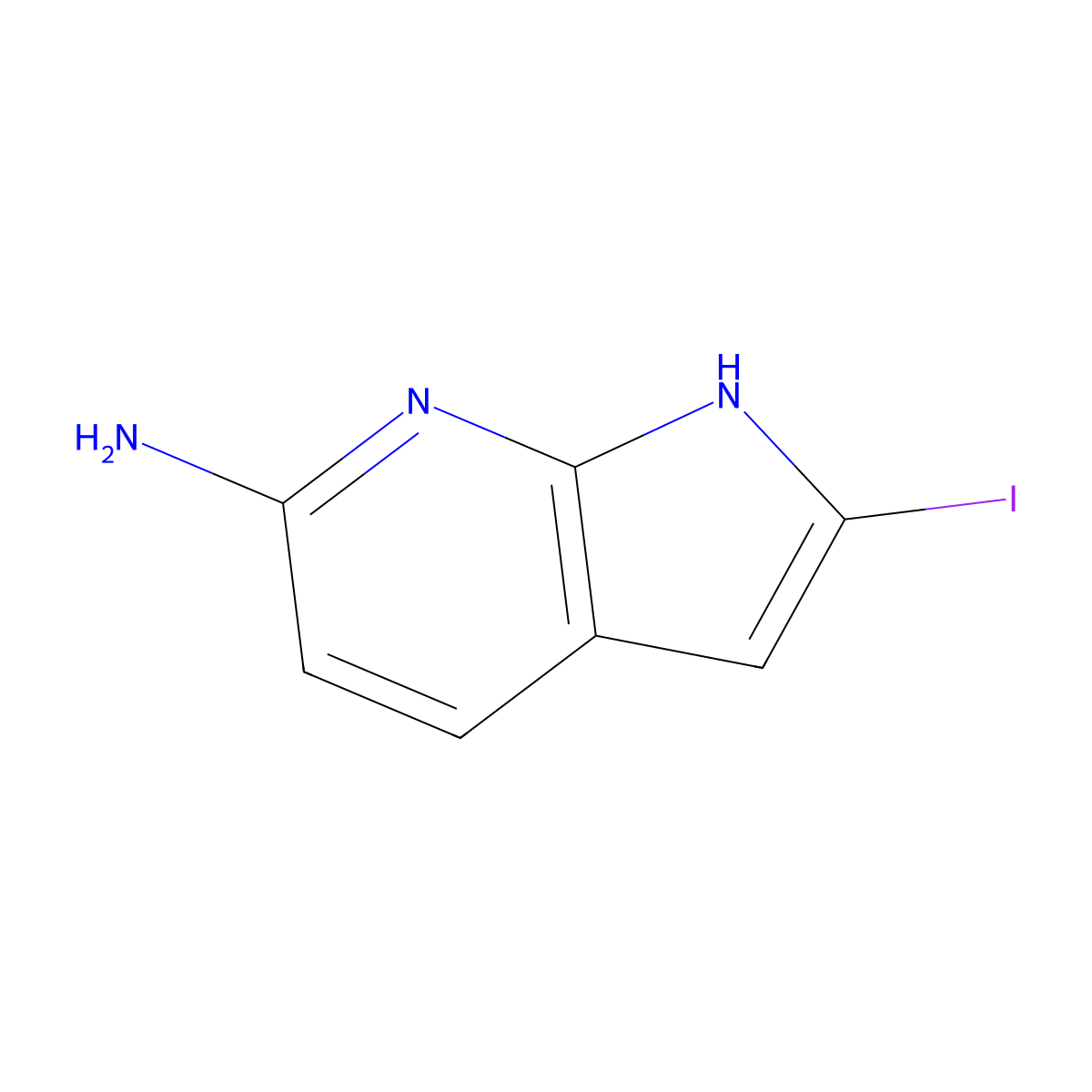 2-iodo-1H-pyrrolo[2,3-b]pyridin-6-amine molecular structure, CAS 1638768-18-9