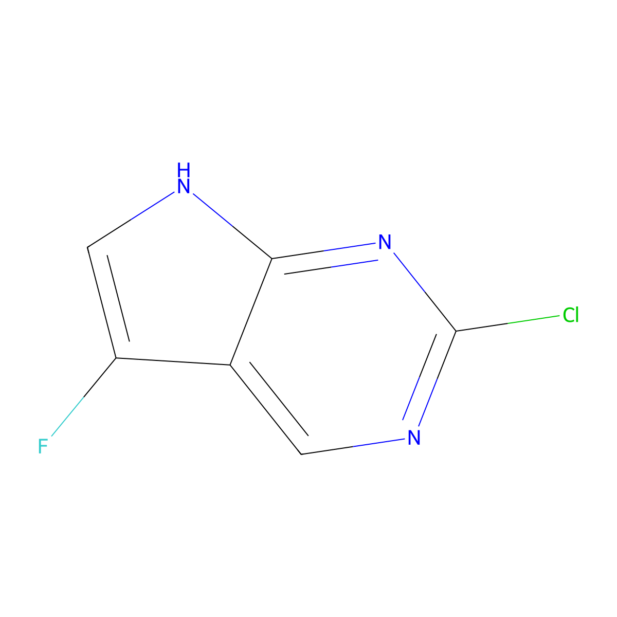 2-Chloro-5-fluoro-7H-pyrrolo[2,3-d]pyrimidine molecular structure, CAS 1638768-28-1