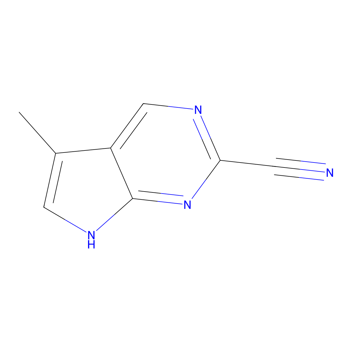 5-Methyl-7H-pyrrolo[2,3-d]pyrimidine-2-carbonitrile molecular structure, CAS 1638768-31-6