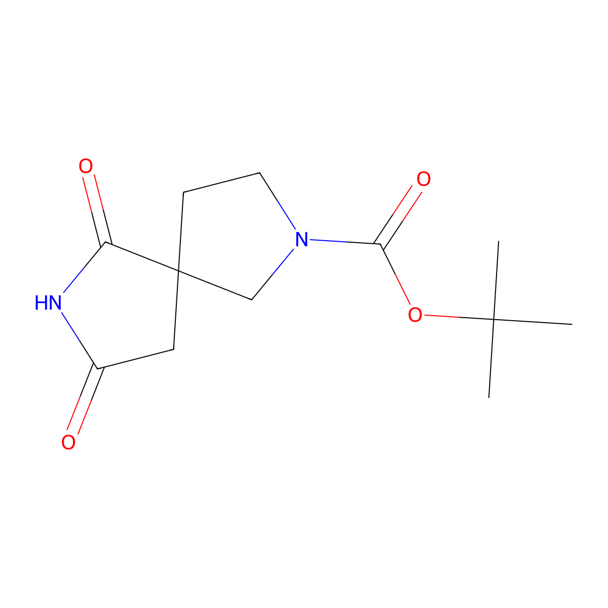 Tert-butyl 6,8-dioxo-2,7-diazaspiro[4.4]nonane-2-carboxylate molecular structure, CAS 1638768-37-2