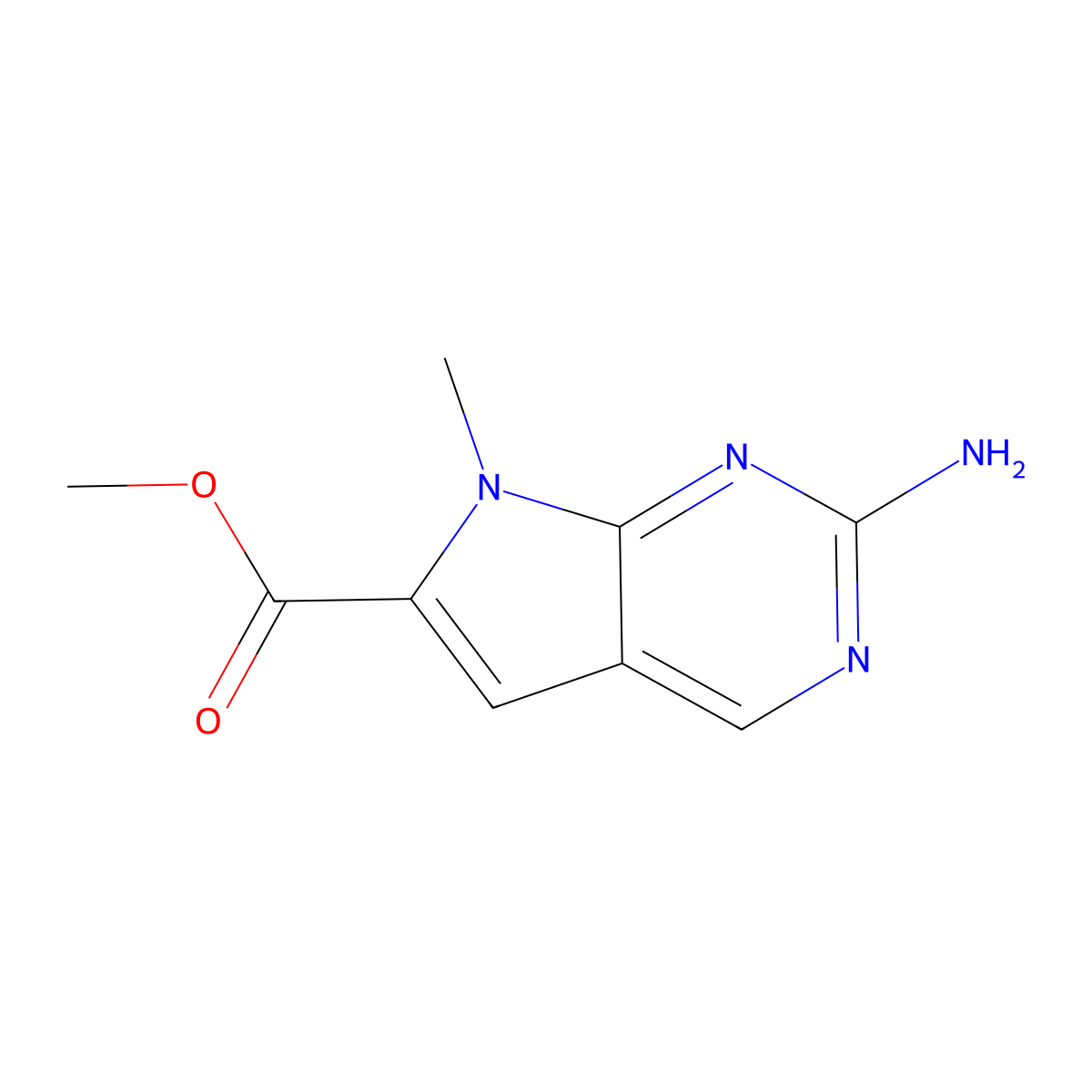 Methyl 2-amino-7-methyl-7H-pyrrolo[2,3-d]pyrimidine-6-carboxylate molecular structure, CAS 1638768-39-4