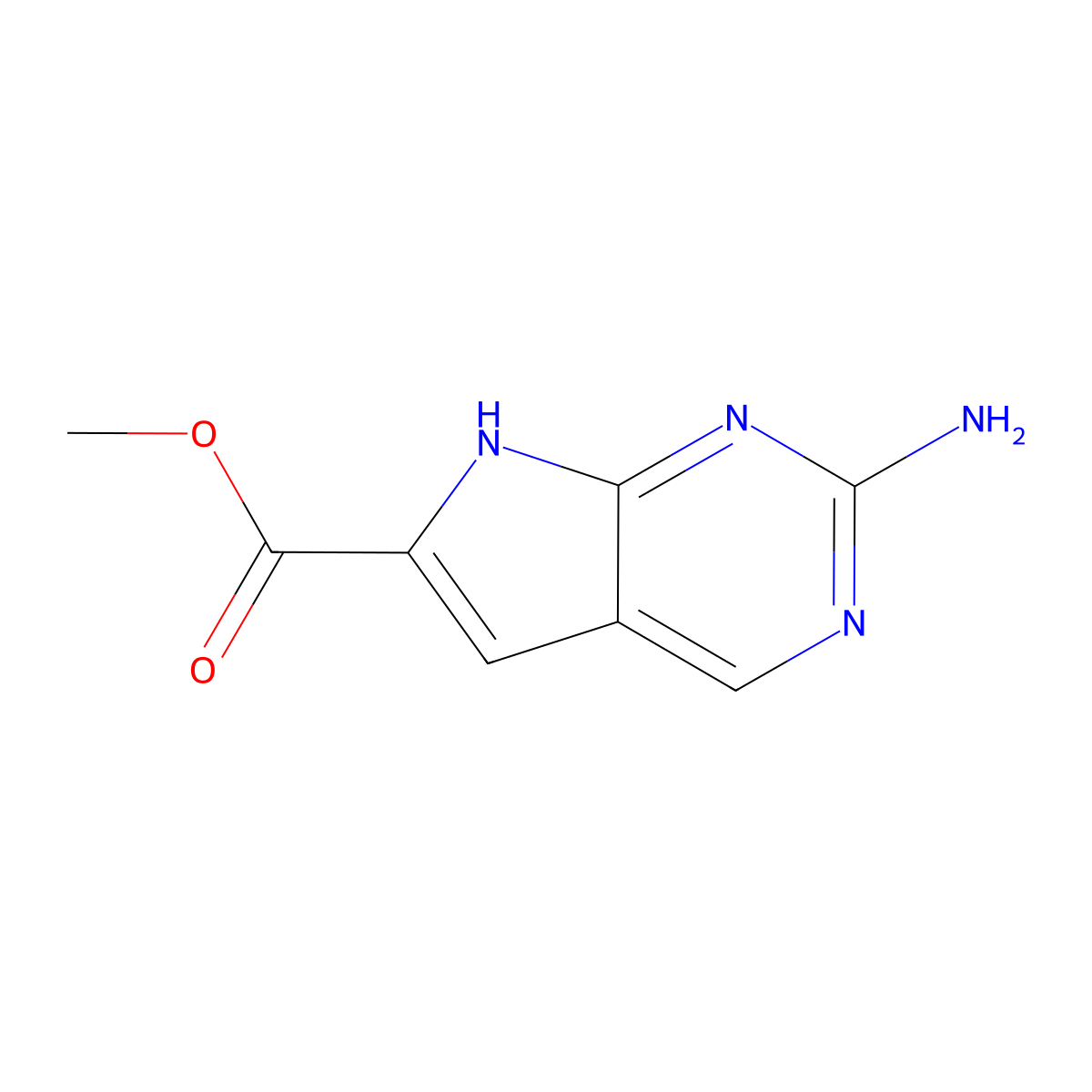 Methyl 2-amino-7H-pyrrolo[2,3-d]pyrimidine-6-carboxylate molecular structure, CAS 1638768-40-7