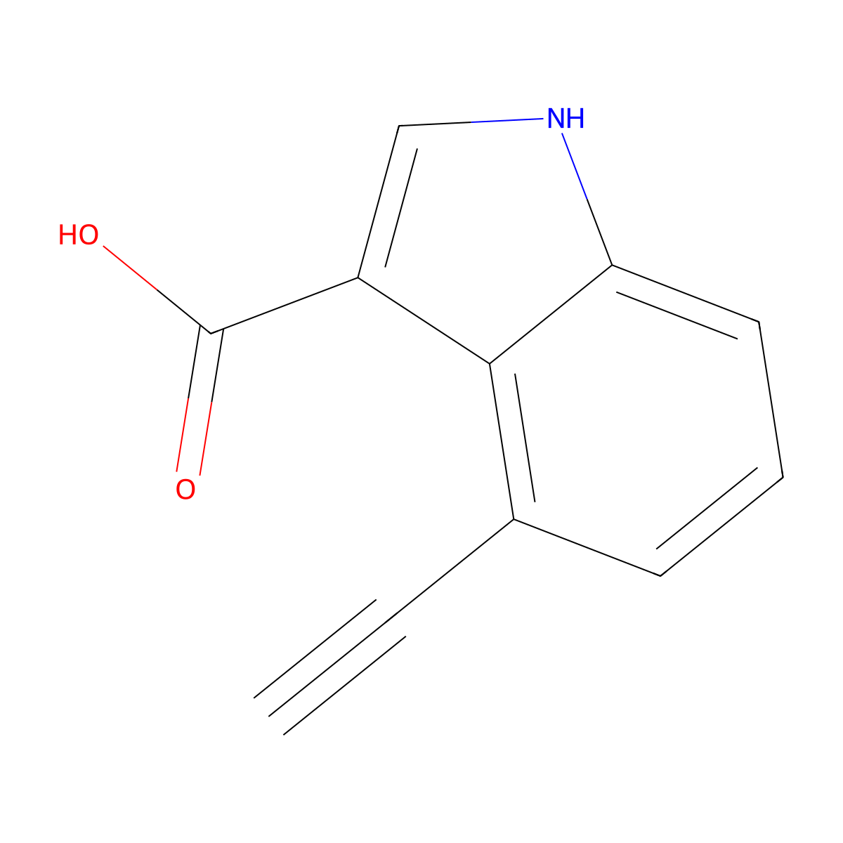 4-ethynyl-1H-indole-3-carboxylic acid molecular structure, CAS 1638768-49-6