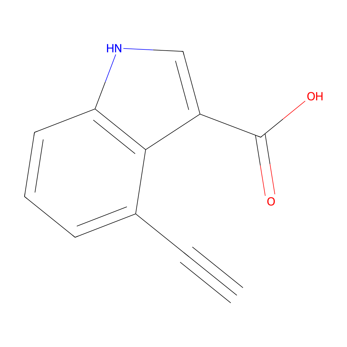 4-ethynyl-1H-indole-3-carboxylic acid molecular structure, CAS 1638768-49-6
