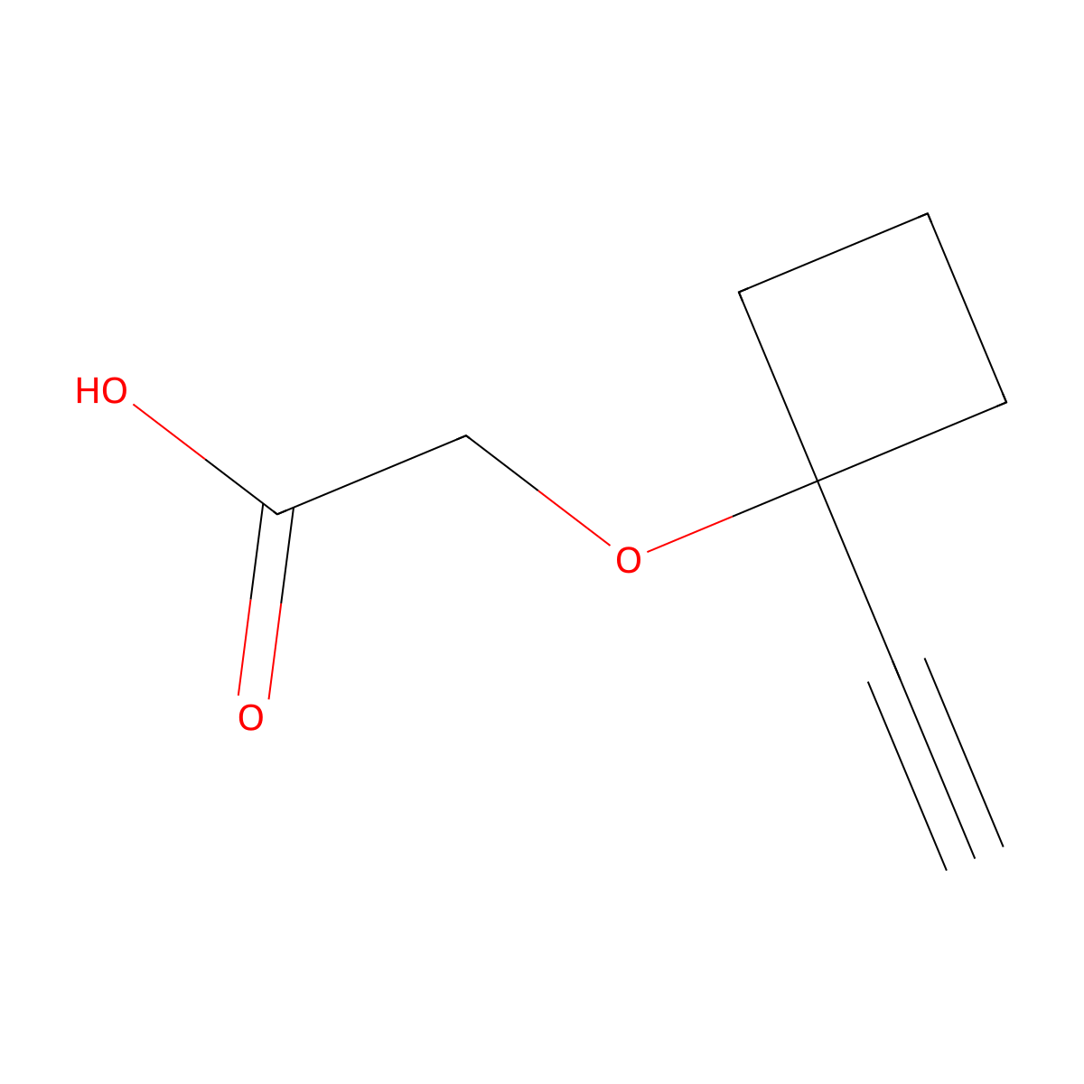 2-(1-Ethynylcyclobutoxy)acetic acid molecular structure, CAS 1638768-51-0