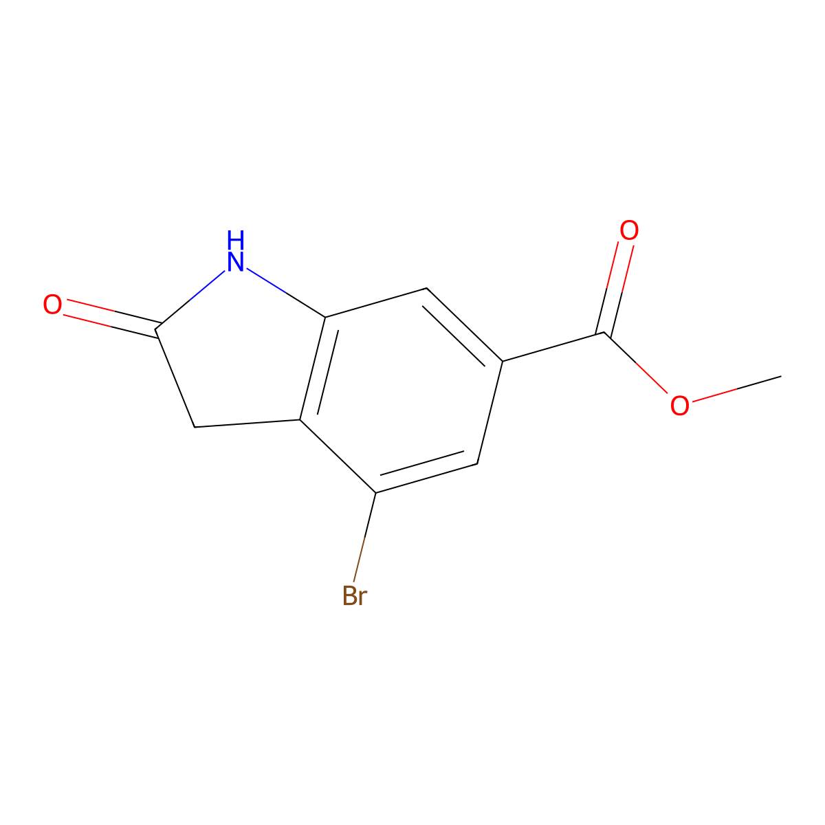 methyl 4-bromo-2-oxo-2,3-dihydro-1H-indole-6-carboxylate molecular structure, CAS 1638768-53-2