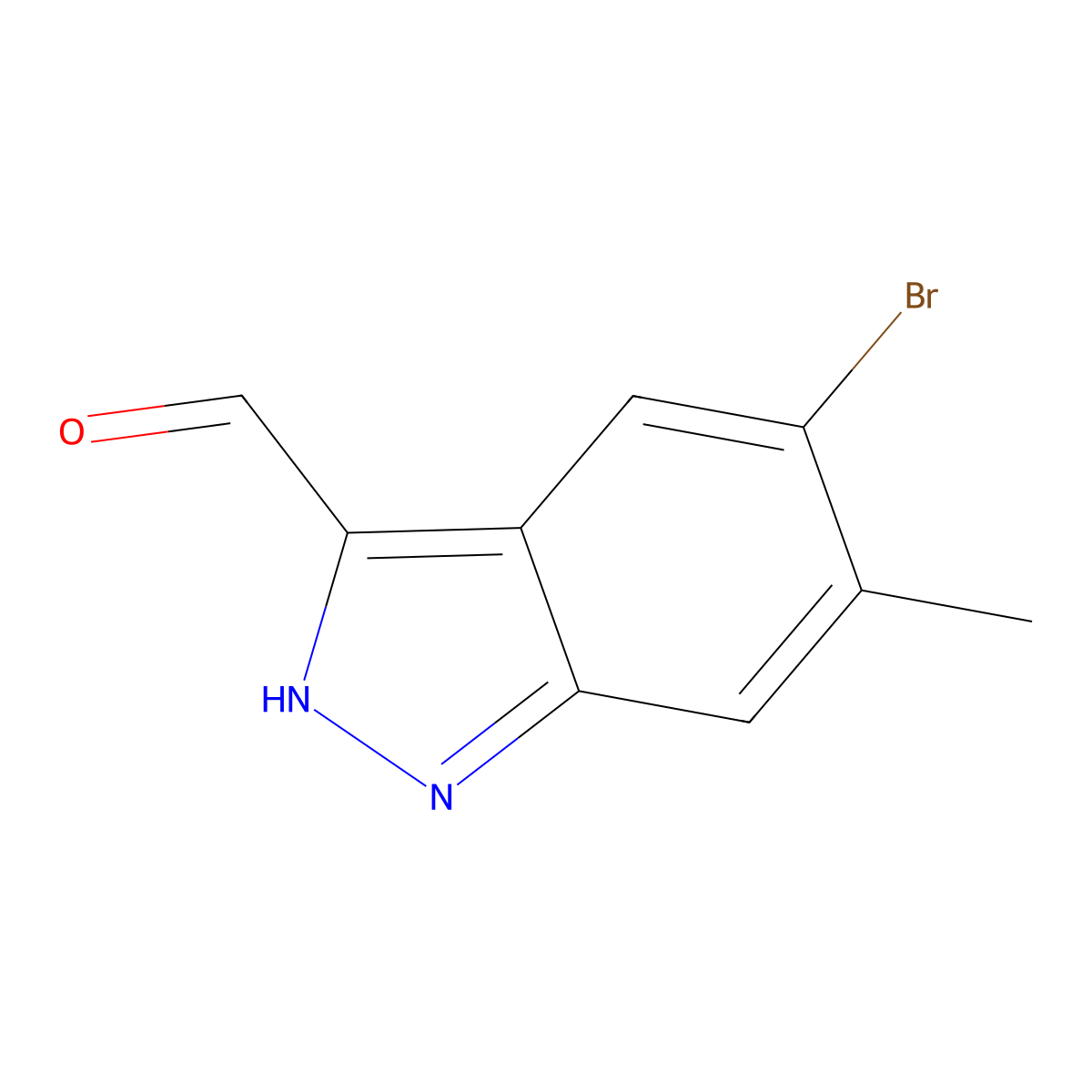 5-bromo-6-methyl-1H-indazole-3-carbaldehyde molecular structure, CAS 1638768-56-5