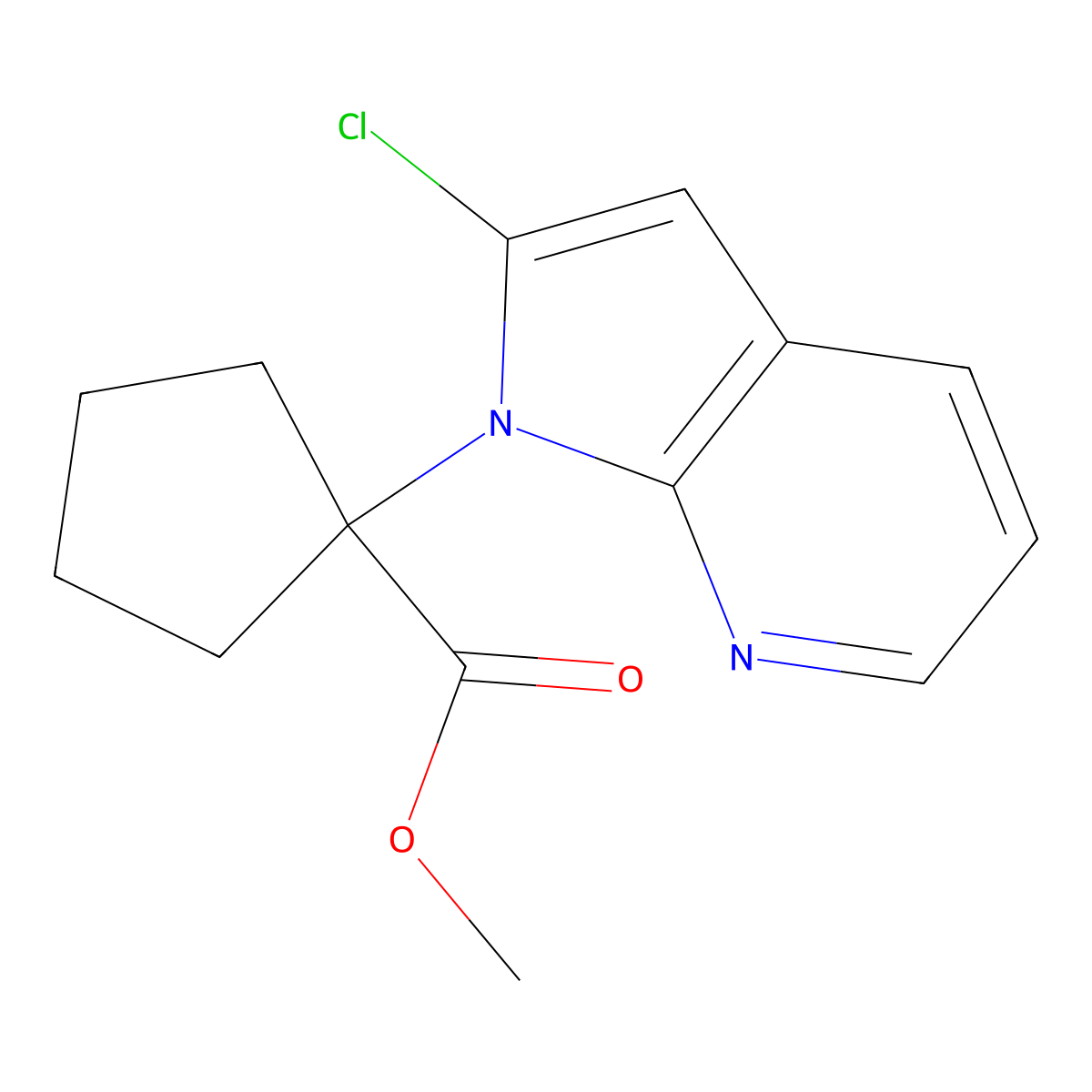 Methyl 1-{2-chloro-1H-pyrrolo[2,3-b]pyridin-1-yl}cyclopentane-1-carboxylate molecular structure, CAS 1638768-59-8