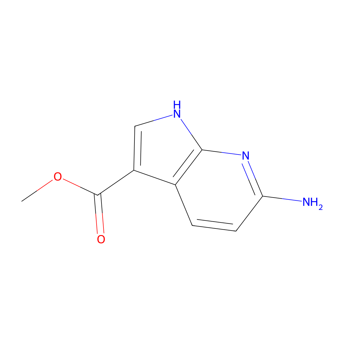 methyl 6-amino-1H-pyrrolo[2,3-b]pyridine-3-carboxylate molecular structure, CAS 1638768-60-1