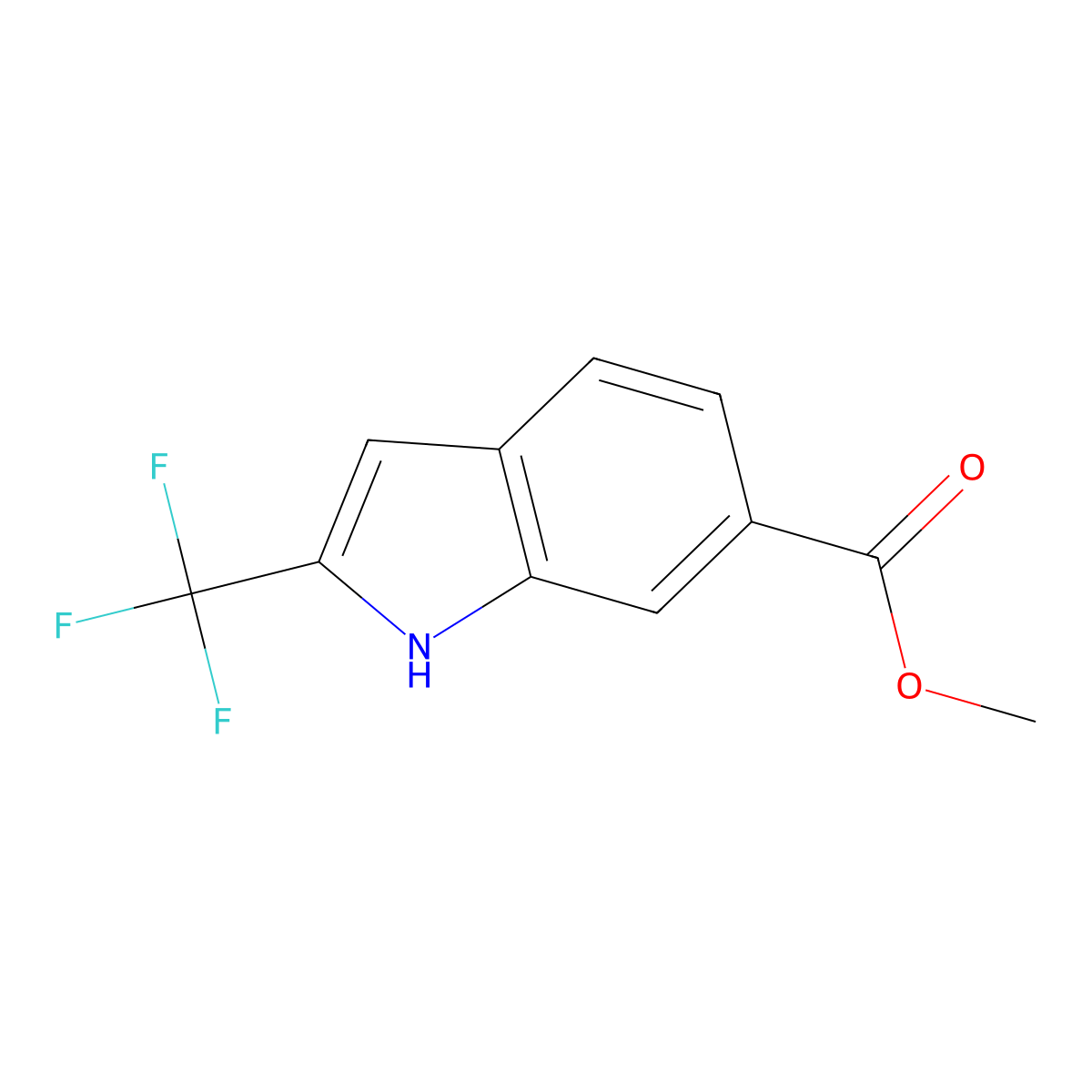 Methyl 2-(trifluoromethyl)-1H-indole-6-carboxylate molecular structure, CAS 1638768-68-9