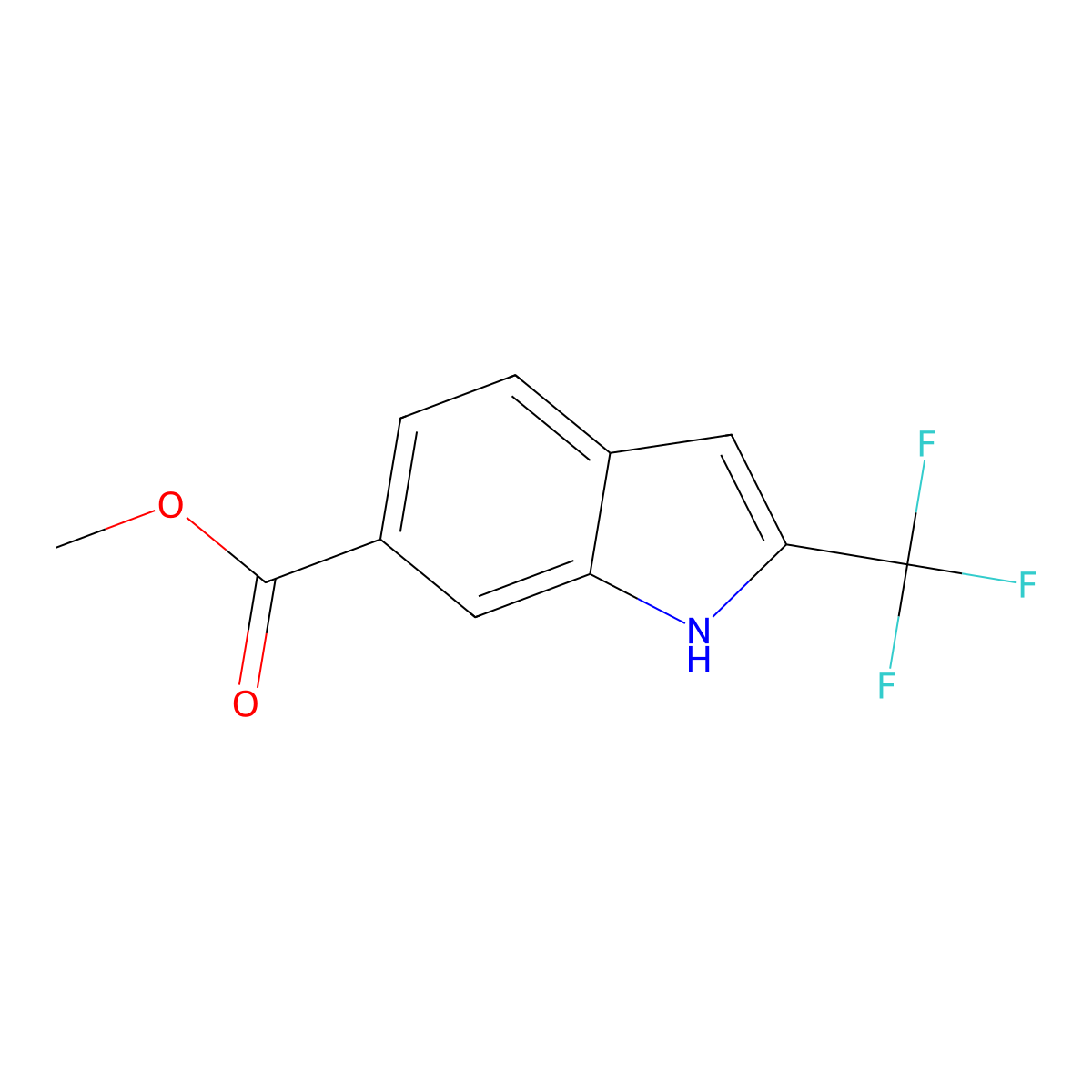 Methyl 2-(trifluoromethyl)-1H-indole-6-carboxylate molecular structure, CAS 1638768-68-9