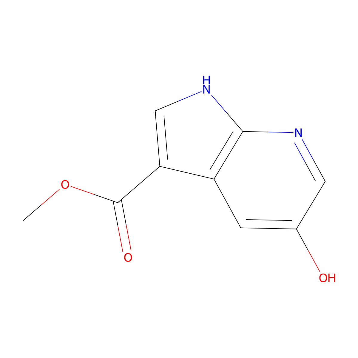 methyl 5-hydroxy-1H-pyrrolo[2,3-b]pyridine-3-carboxylate molecular structure, CAS 1638768-69-0