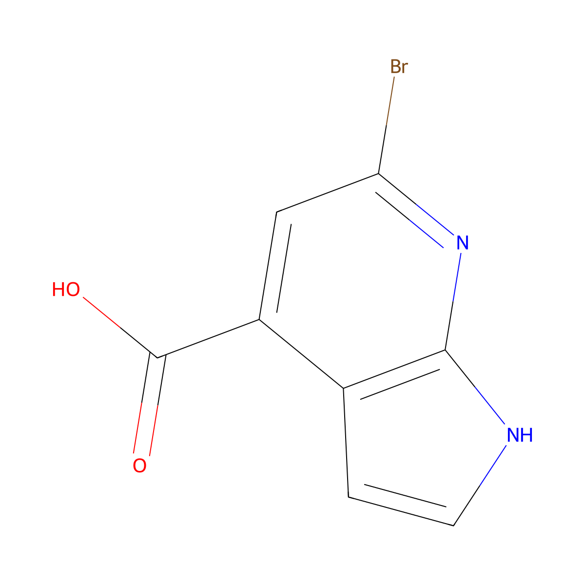 6-bromo-1H-pyrrolo[2,3-b]pyridine-4-carboxylic acid molecular structure, CAS 1638768-70-3