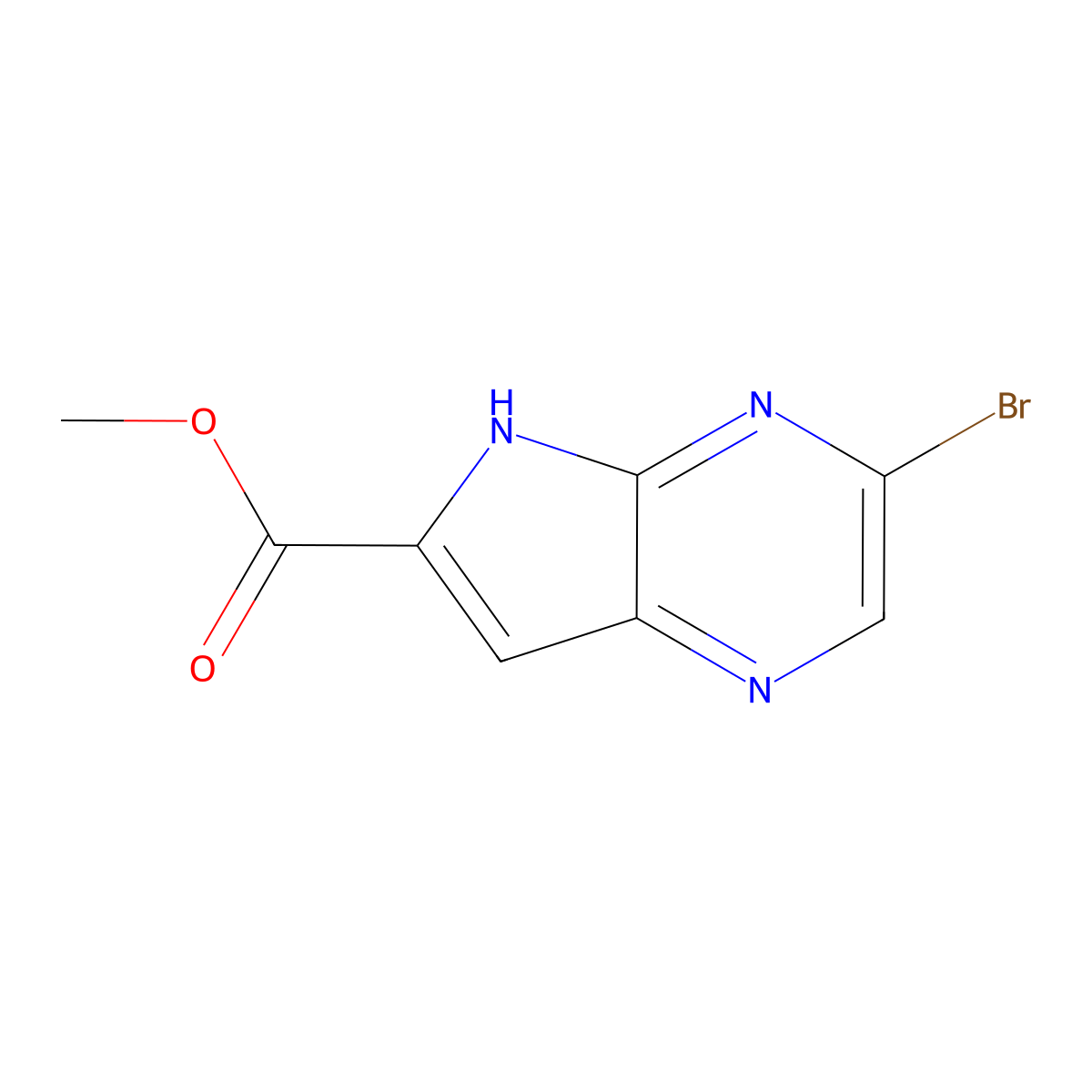 methyl 3-bromo-5H-pyrrolo[2,3-b]pyrazine-6-carboxylate molecular structure, CAS 1638768-71-4