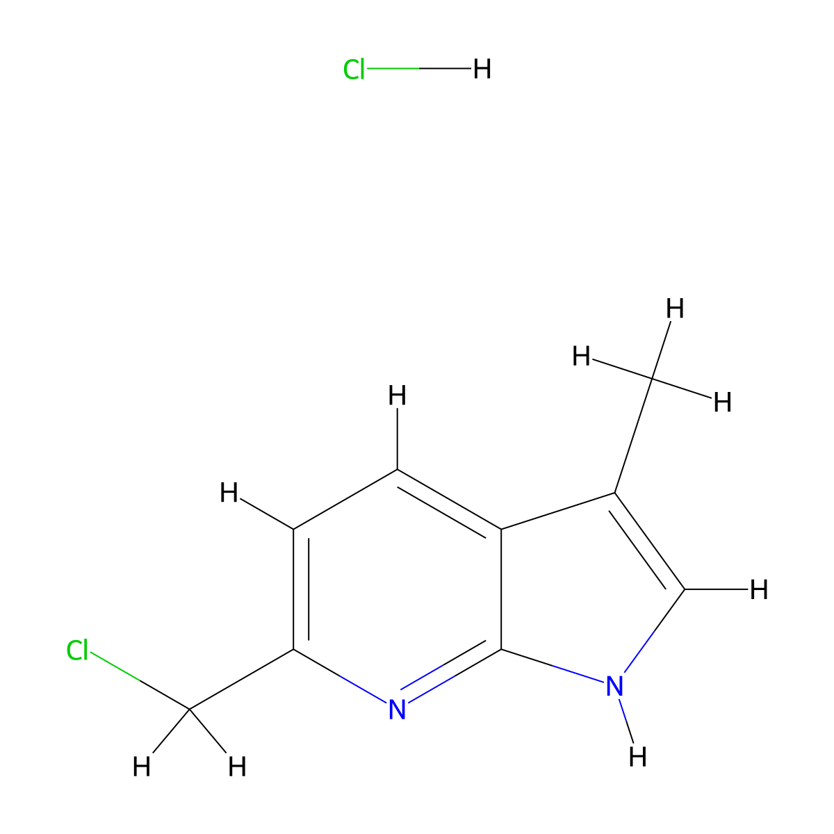 6-(chloromethyl)-3-methyl-1H-pyrrolo[2,3-b]pyridine hydrochloride molecular structure, CAS 1638768-74-7