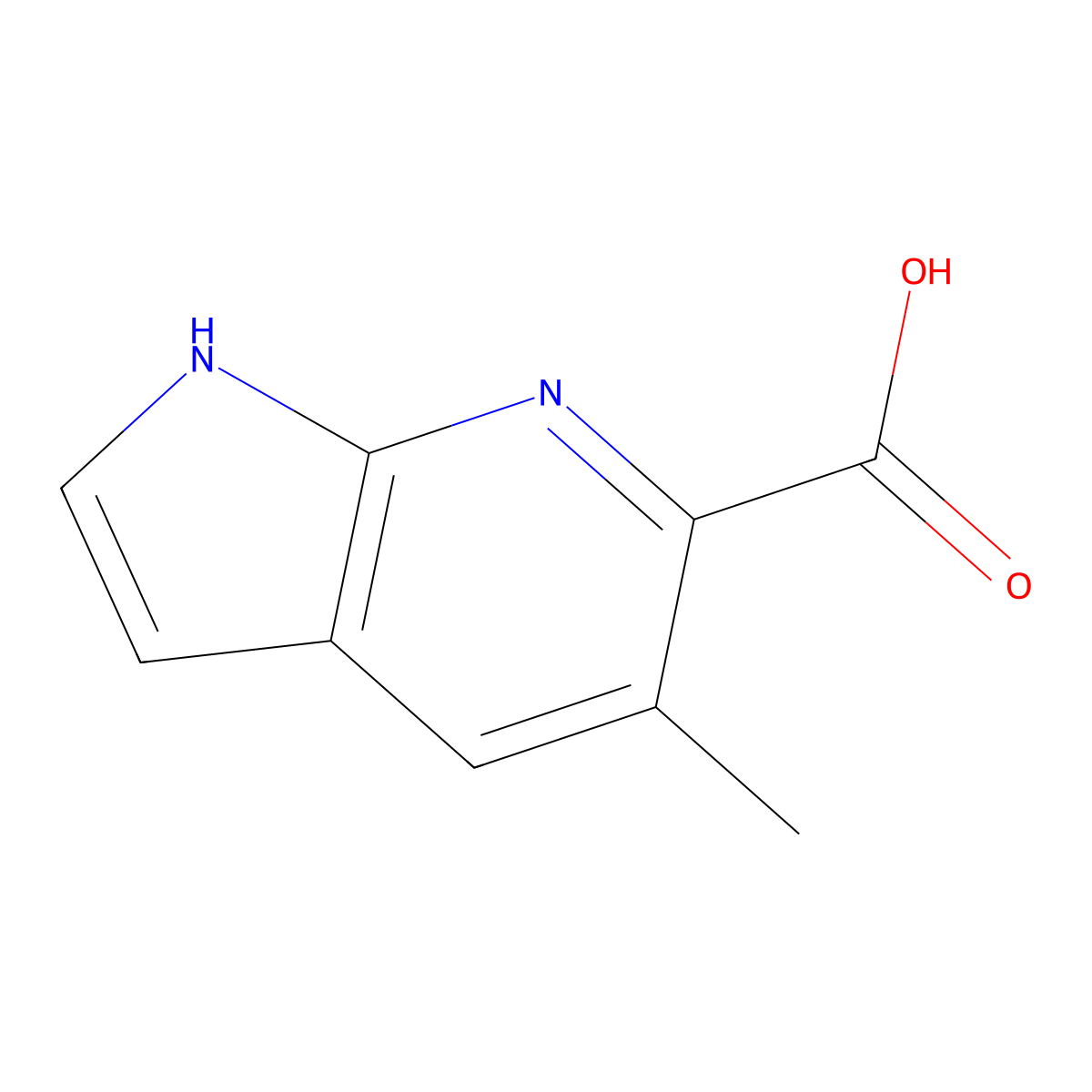 5-methyl-1H-pyrrolo[2,3-b]pyridine-6-carboxylic acid molecular structure, CAS 1638768-75-8