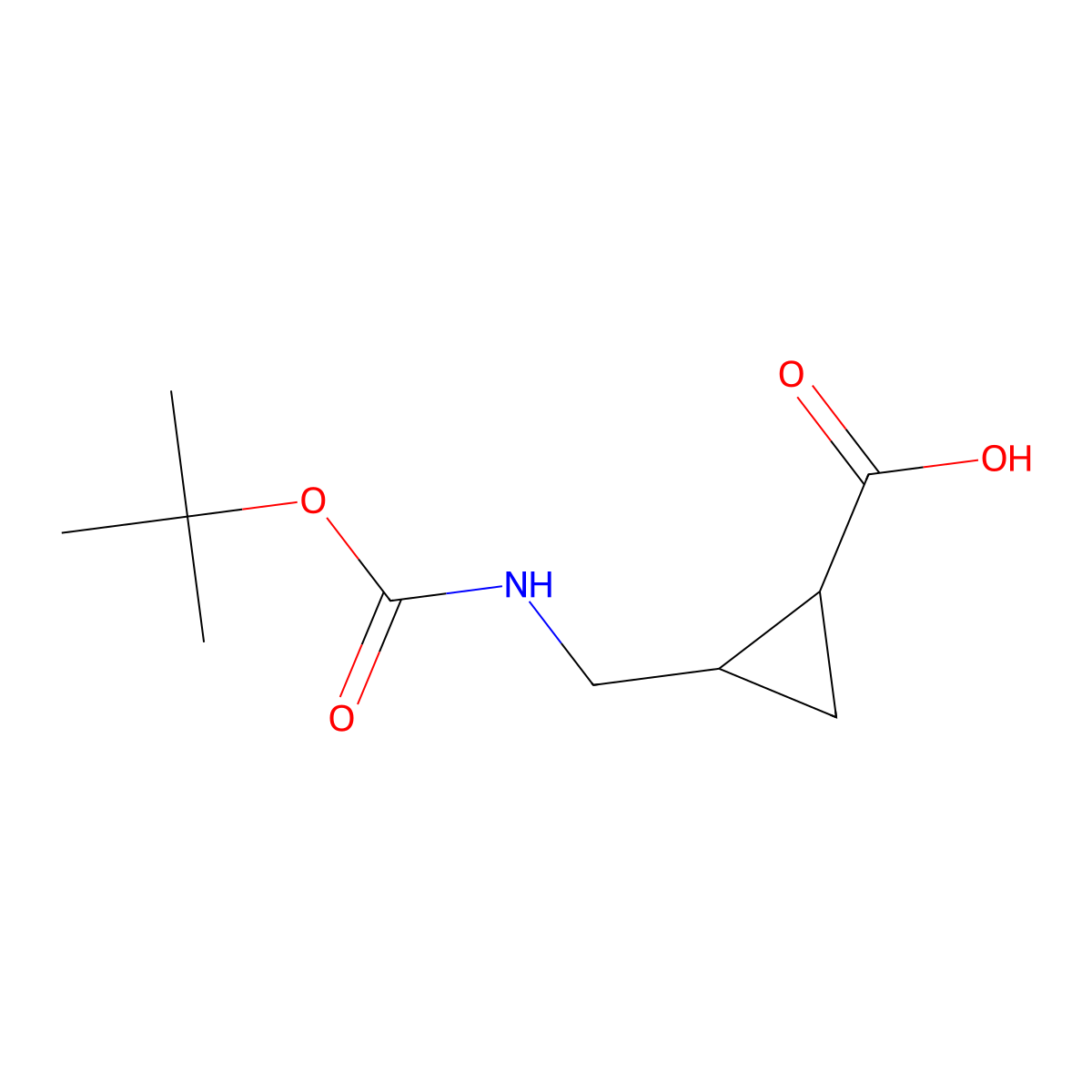 rac-(1R,2S)-2-({[(tert-butoxy)carbonyl]amino}methyl)cyclopropane-1-carboxylic acid molecular structure, CAS 1638768-80-5