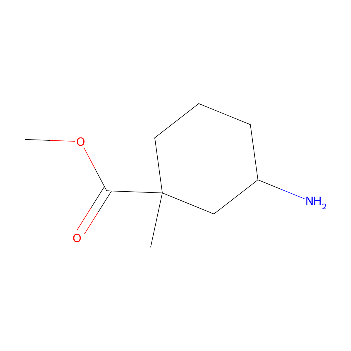 Methyl 3-amino-1-methylcyclohexane-1-carboxylate molecular structure, CAS 1638768-81-6