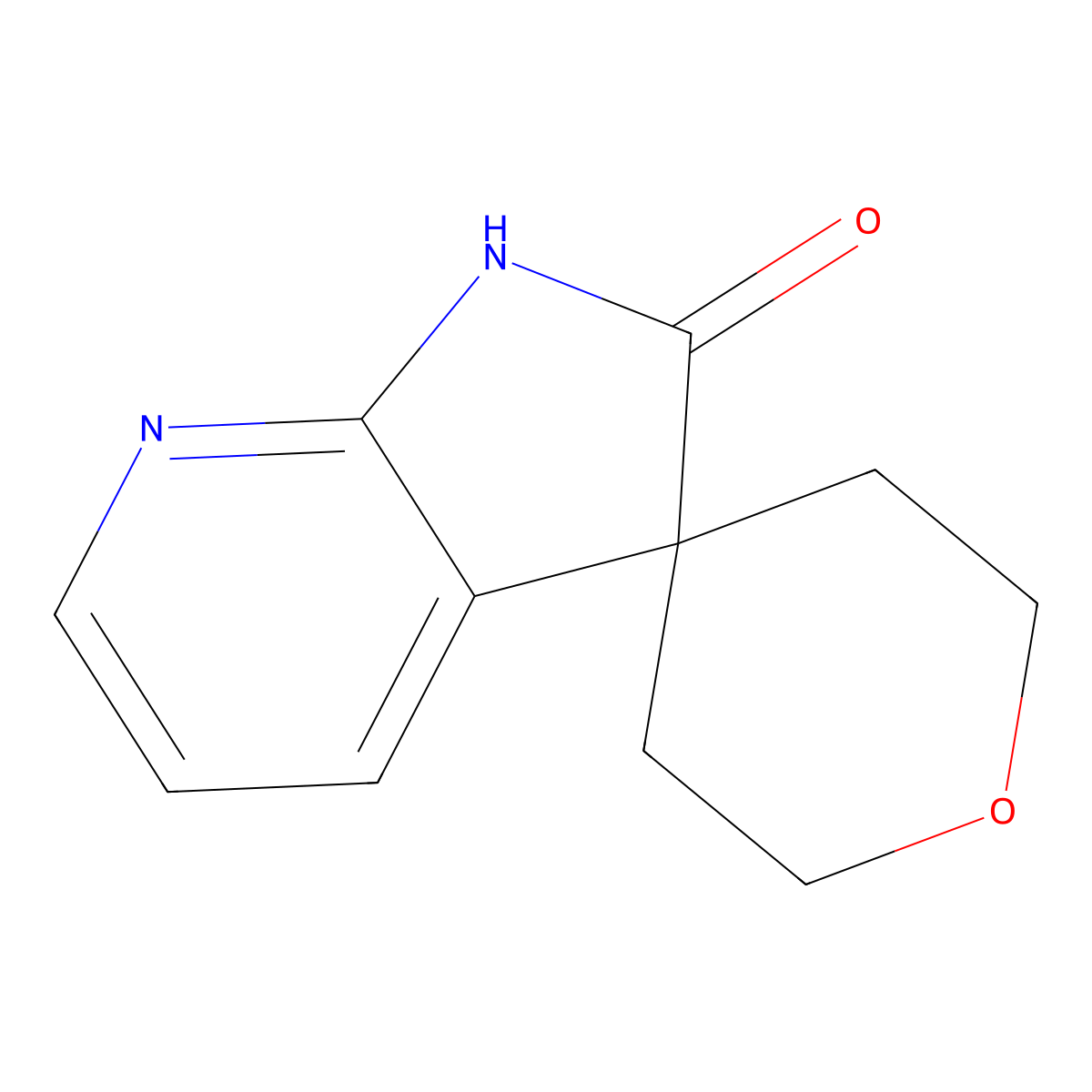 1',2'-Dihydrospiro[oxane-4,3'-pyrrolo[2,3-b]pyridine]-2'-one molecular structure, CAS 1638768-83-8