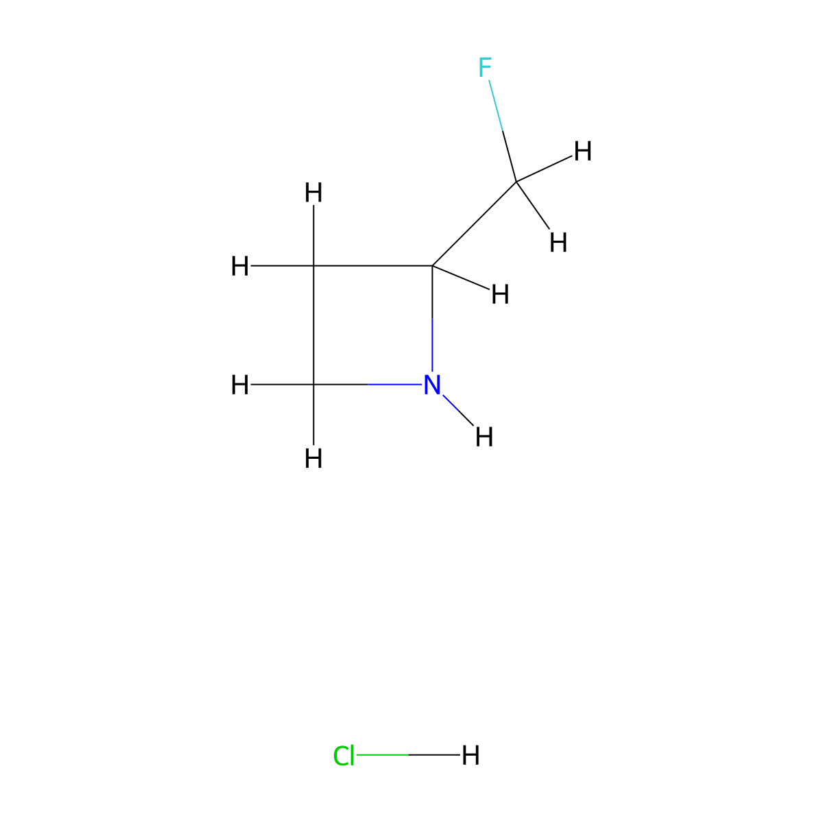 2-(Fluoromethyl)azetidine hydrochloride molecular structure, CAS 1638768-86-1