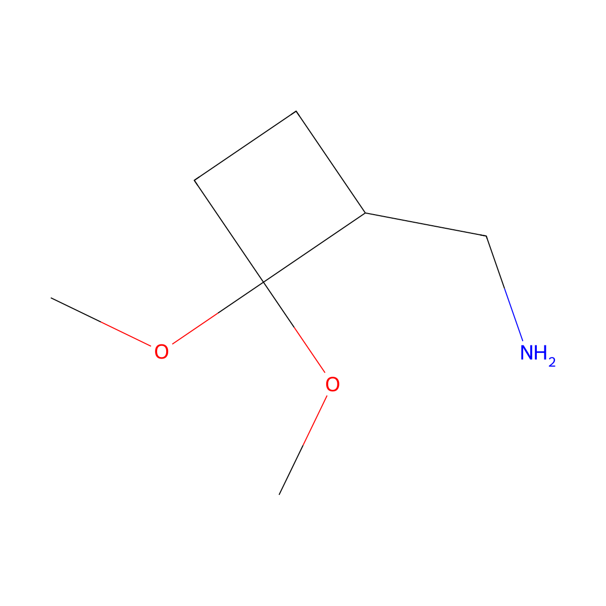 Cyclobutanemethanamine, 2,2-dimethoxy- molecular structure, CAS 1638768-88-3