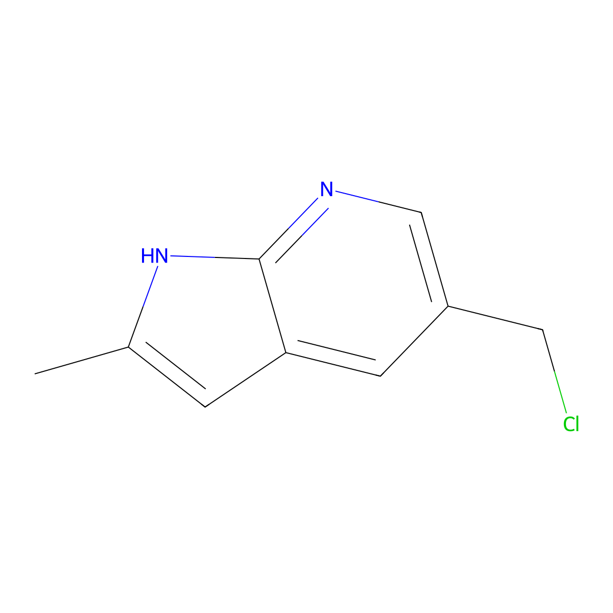 5-(chloromethyl)-2-methyl-1H-pyrrolo[2,3-b]pyridine molecular structure, CAS 1638768-89-4