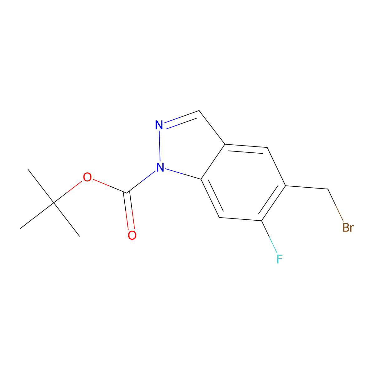 tert-butyl 5-(bromomethyl)-6-fluoro-1H-indazole-1-carboxylate molecular structure, CAS 1638768-90-7