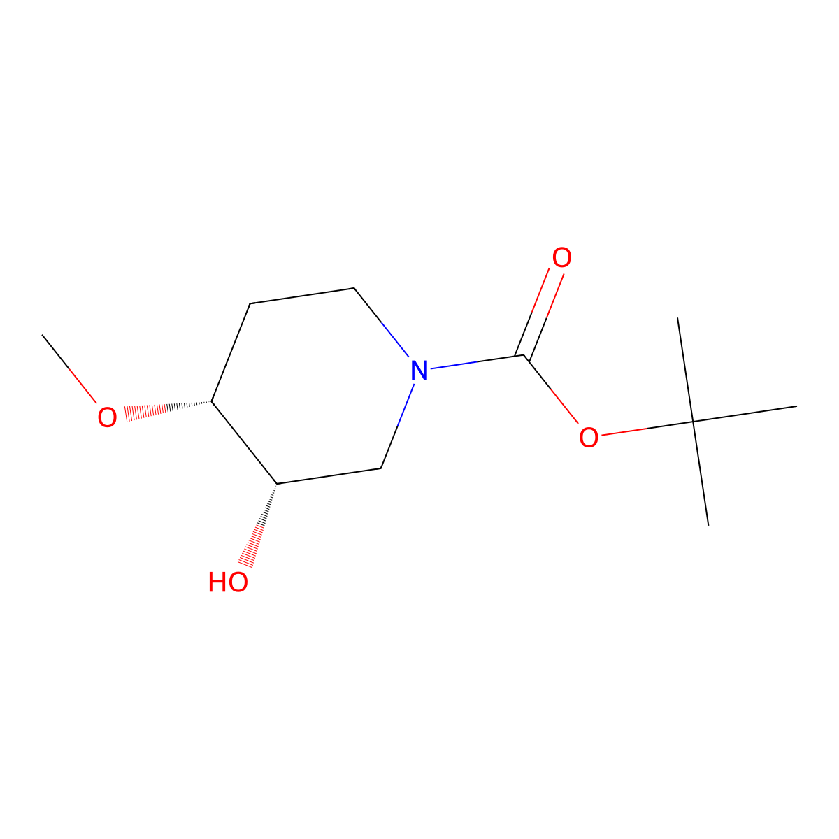 Tert-butyl cis-3-hydroxy-4-methoxy-piperidine-1-carboxylate molecular structure, CAS 1638768-91-8