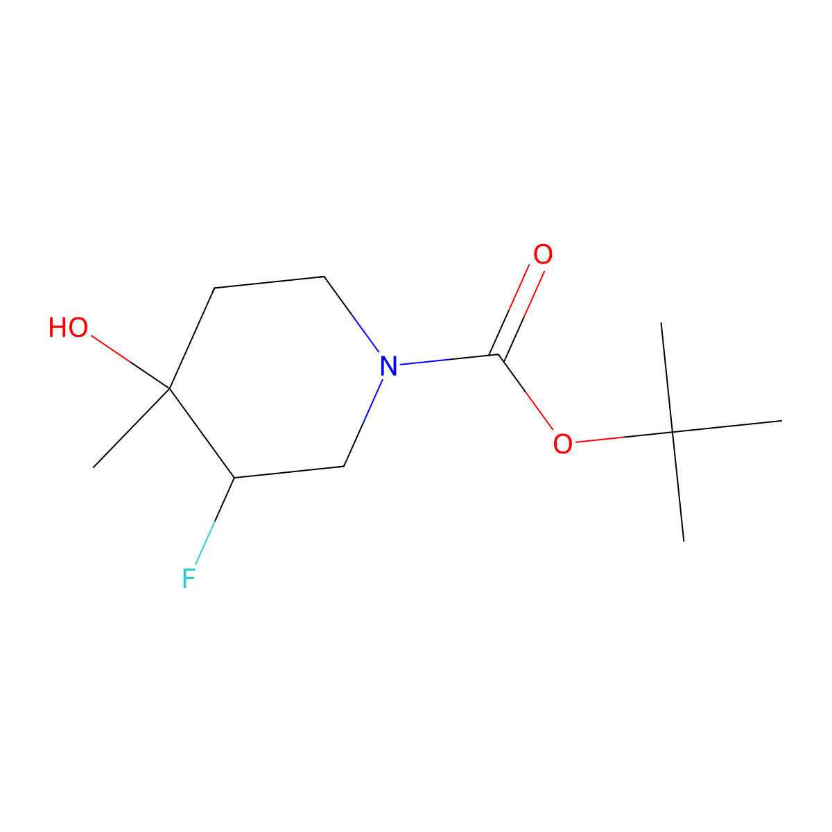 Trans-3-fluoro-4-hydroxy-4-methylpiperidine-1-carboxylic acid tert-butyl ester molecular structure, CAS 1638768-99-6
