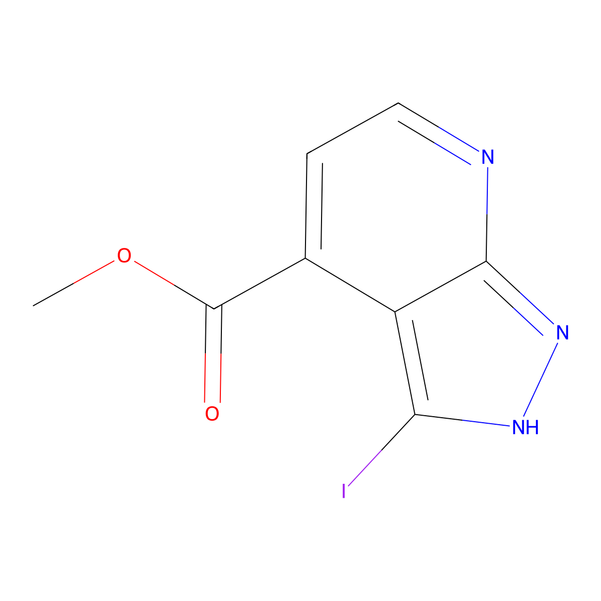 methyl 3-iodo-1H-pyrazolo[3,4-b]pyridine-4-carboxylate molecular structure, CAS 1638769-01-3