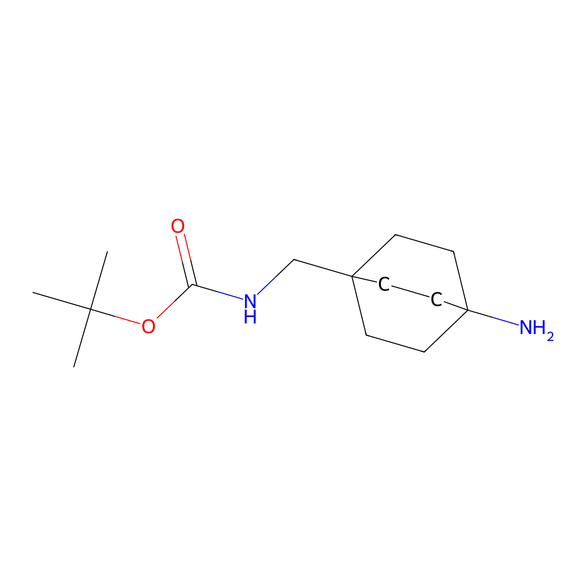 Tert-butyl ((4-aminobicyclo[2.2.2]octan-1-yl)methyl)carbamate molecular structure, CAS 1638769-02-4