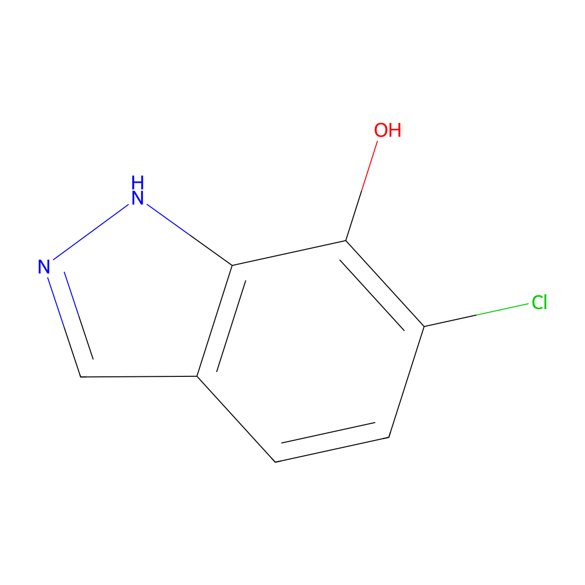 6-chloro-1H-indazol-7-ol molecular structure, CAS 1638769-08-0